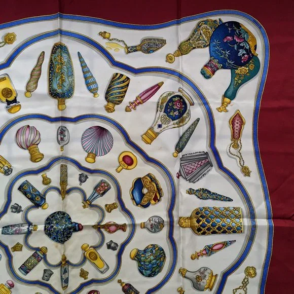 Auth HERMES "Qu’importe Le Flacon” Perfume Silk Scarf by Catherine Baschet - Picture 3 of 13